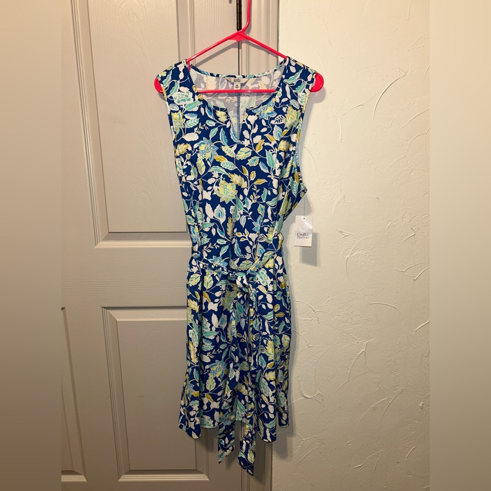 Croft & Borrow | Blue & Floral Dress | Knee Length | Summer Dress | Size XXL